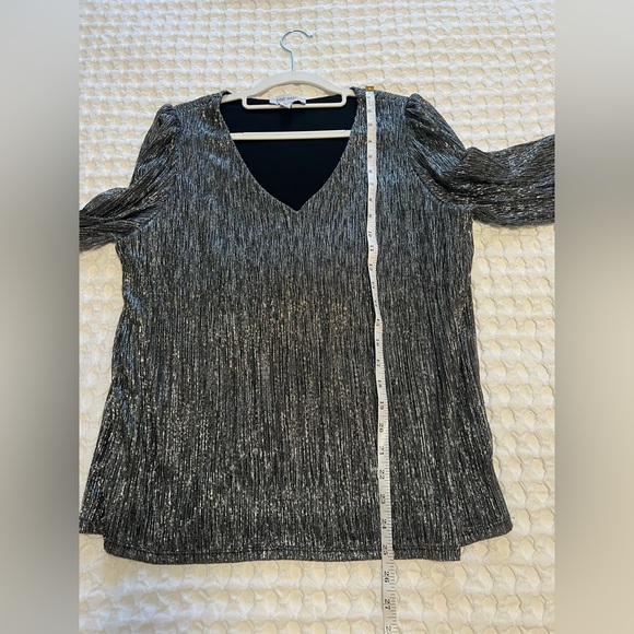 Nine West Metallic-Threaded Blouson-Sleeve Top - Picture 12 of 13